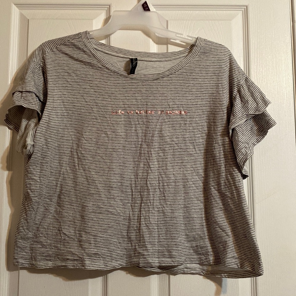 New without tags pajama crop top. Size 1X. “Life is better in pajamas”.